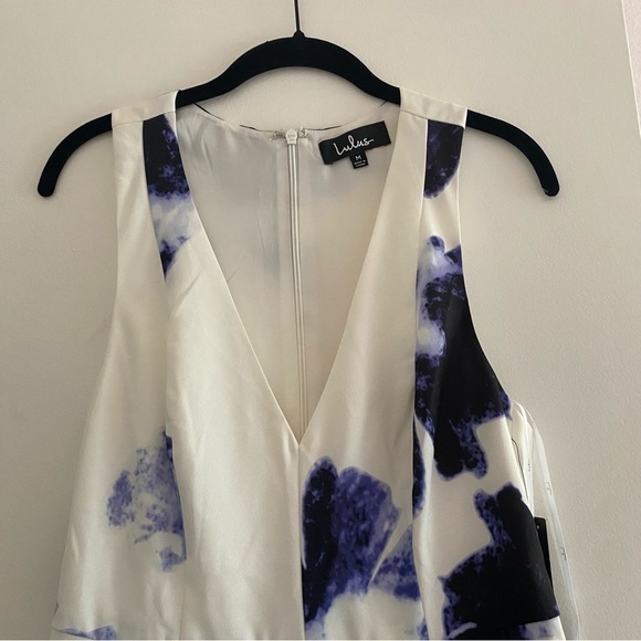 NWT Lulus “Seeing Chic” fit and flare dress blue white and purple size Medium - Picture 8 of 16